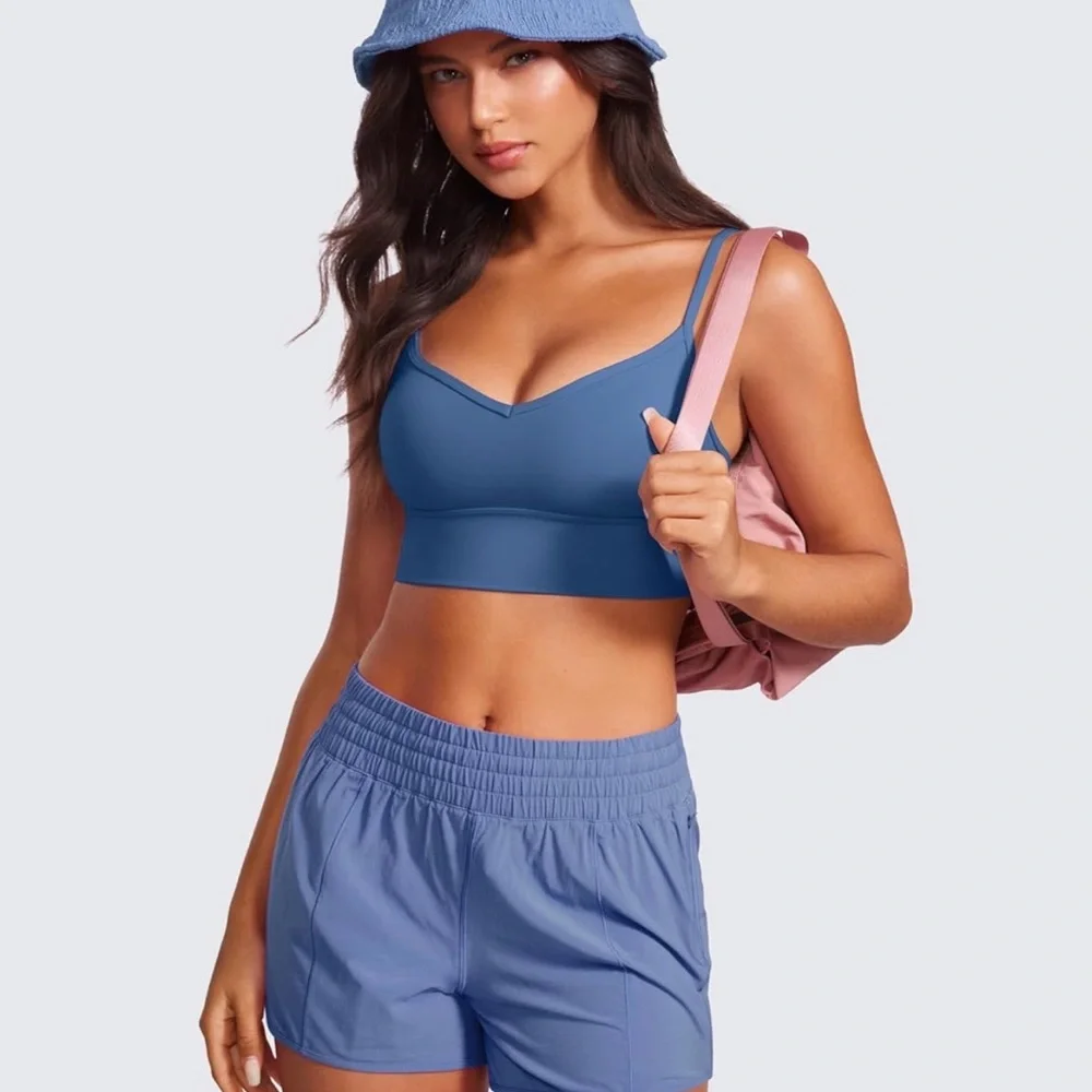 CRZ Yoga Butterluxe Sweetheart Longline Sports Bra Pitch Blue L/12 - Picture 3 of 7